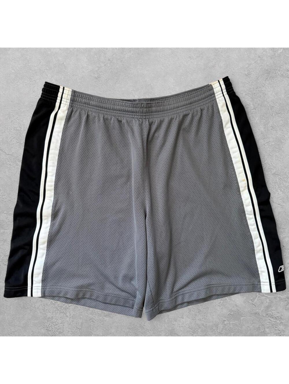 Reebok Vintage Y2K Grey Mesh Blocked Basketball Shorts - Size XL